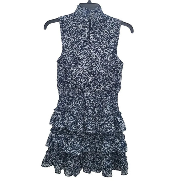 1. State Women's Navy & Grey Animal Print Smocked Ruffle Tiered Dress Size S - Picture 6 of 6